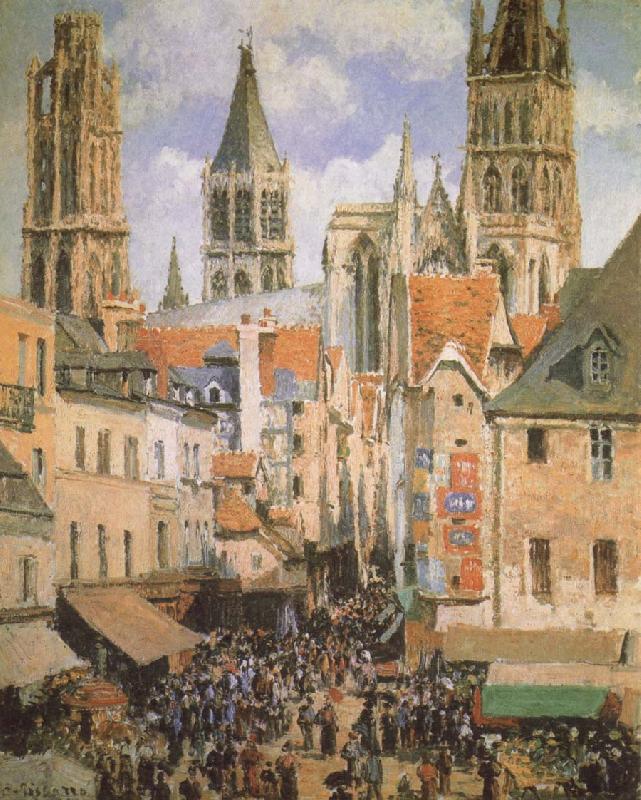 Camille Pissarro The Old Market-Place in Rouen and the Rue de I-Epicerie France oil painting art